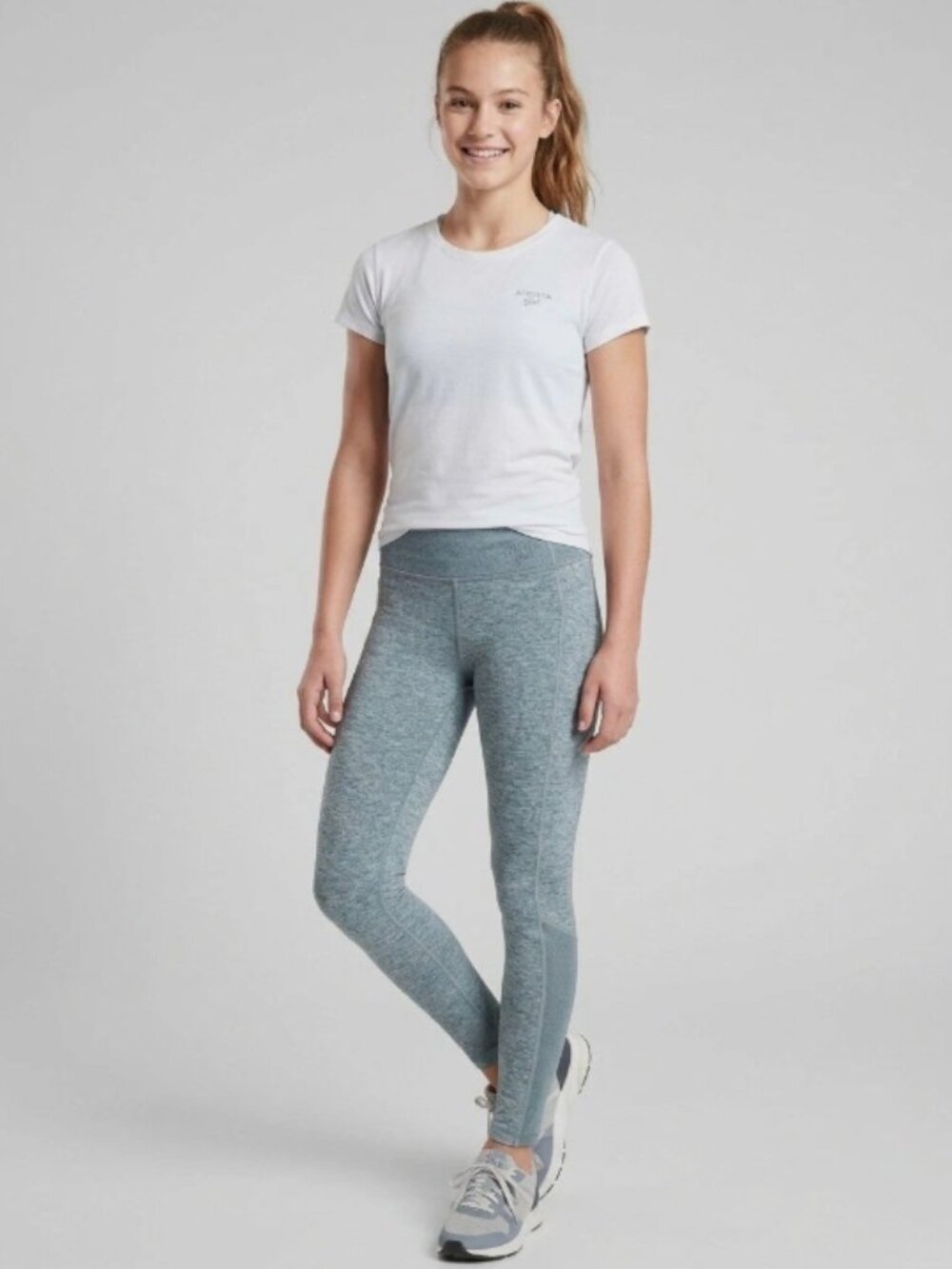 Athleta Girl Snowball SoftLuxe Tight Shaded Teal/Gray Heather Size L /12